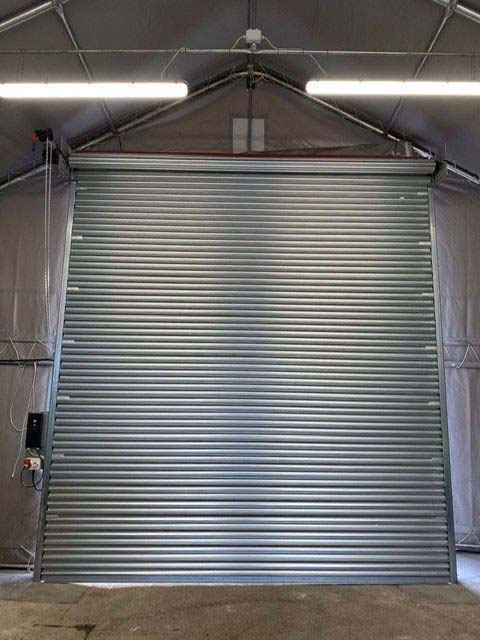 Steel Shutters in Hull, installed inside a production tent by DT Services