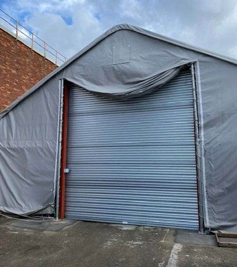 Roller Shutter installed in Hull on a free standing tent