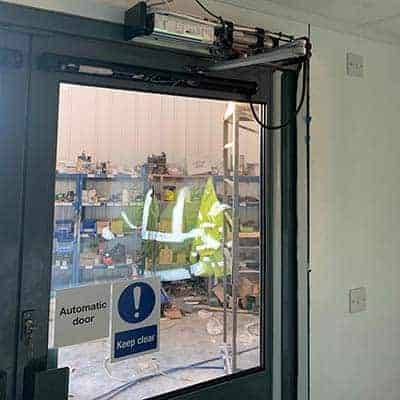 Automatic door installation at Halifax Bus Station by DT Services Ltd