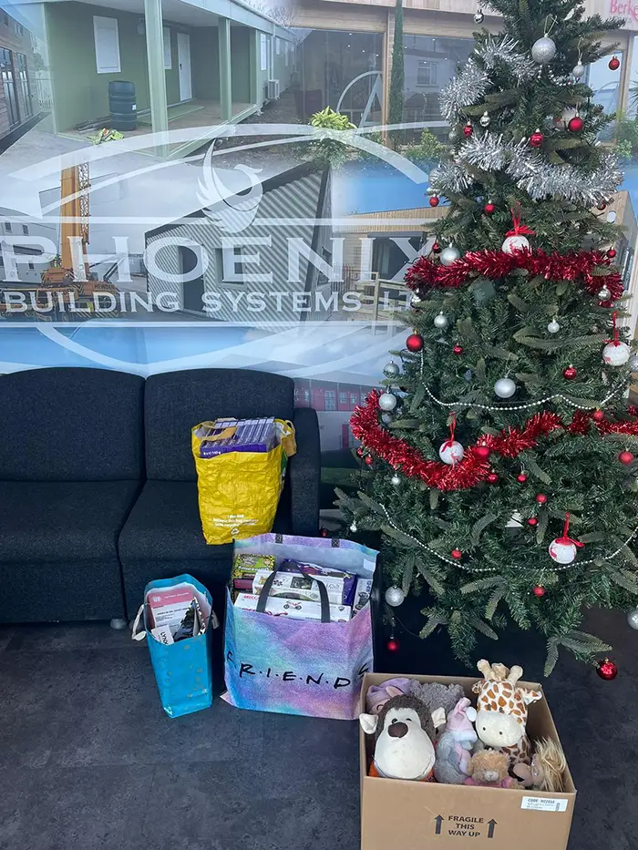 Gifts donated to DT Services' Christmas charity event, given by Phoenix Building Systems
