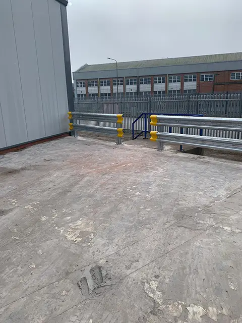Crash barrier installed in a car park in Hull, by DT Services Ltd