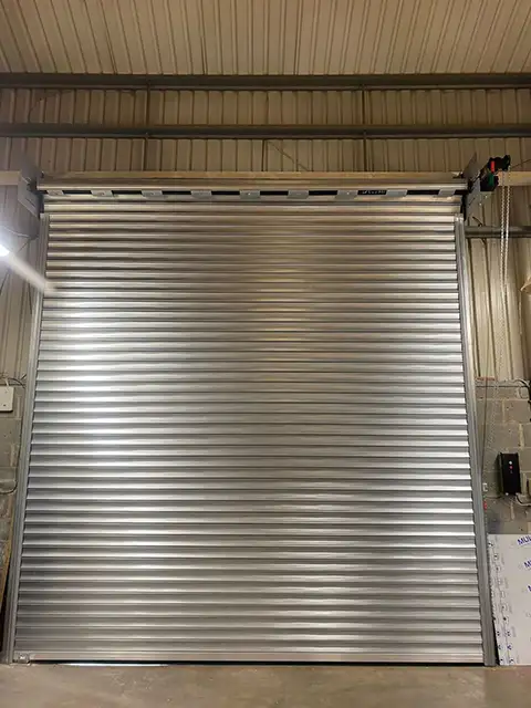 A closed roller shutter, newly installed in Hessle by DT Services Ltd